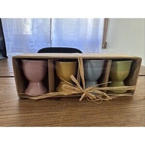 New BIA Cordon Bleu Ceramic Egg Cups Pastel Colors Mint in Box Easter